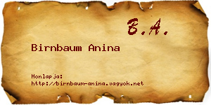 Birnbaum Anina névjegykártya